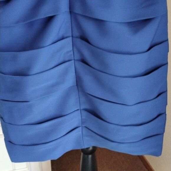 BCBG Maxazria Blue Tucked Strapless Dress - Picture 9 of 14